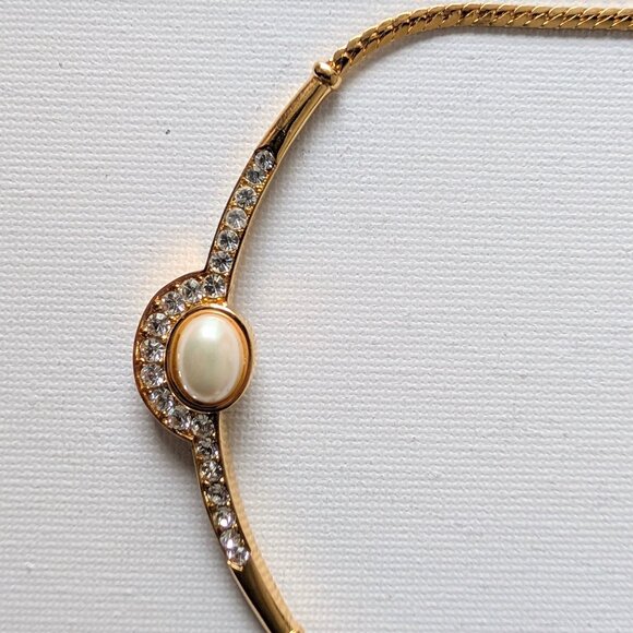 Vintage Signed Vendome Pearl & Rhinestone Necklace - Picture 2 of 6
